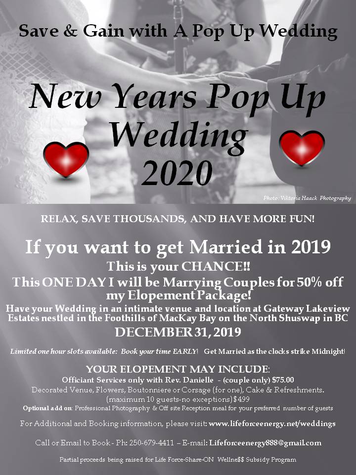 New Years Eve Pop Up Wedding 2020